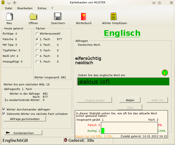 Flashards screenshot in Linux